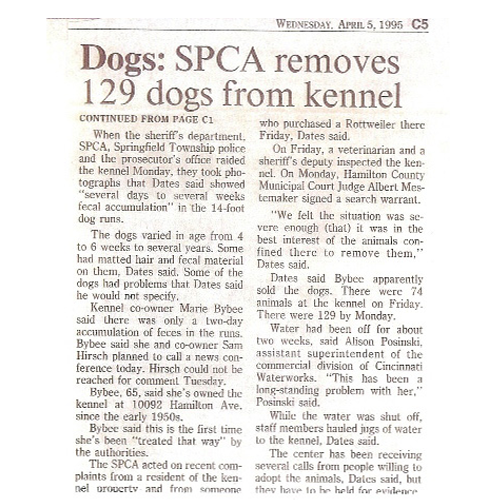Gary's Professional Dog Grooming 1995 News Article