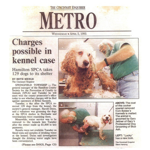 Gary's Professional Dog Grooming 1995 News Article